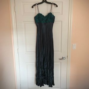 Beautiful emerald satin dress